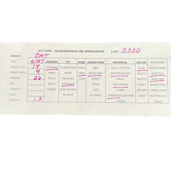 OAT New York Straight Leg Mid Rise Jeans Medium Wash Blue Denim Womens Size 4/27 - Picture 3 of 10